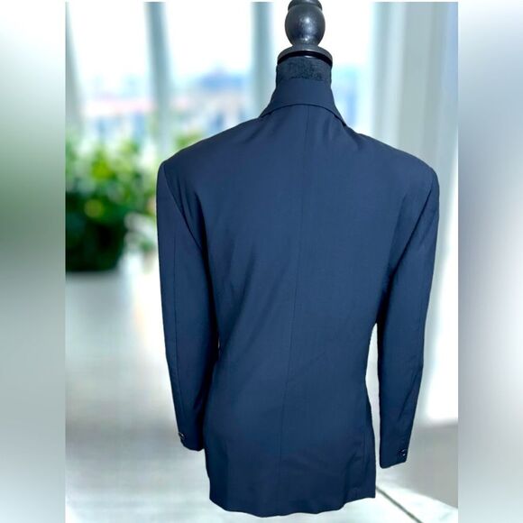 Vintage Gianni Versace Blue 100% Virgin Wool Blazer Suit Jacket Coat Size 42/ 8 - Picture 3 of 11
